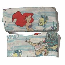Vintage Disney Bed Sheets The Little Mermaid Twin Bedding Flat Sheet ONLY Fabric picture