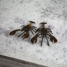 Pair of Recycled Metal Crab Sculptures, Eco Art Desk Decor picture