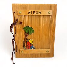 Vintage 1940s Mexicana Photo Album Stained Wood & Wooden Siesta Cutout picture