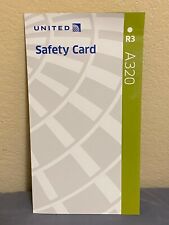 United Airlines Airbus A320 Aircraft Passenger Safety Card GREAT Olive Green R3 picture