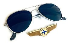 AIRLINES PILOT AVIATOR SUNGLASSES + WINGS PIN picture
