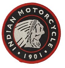 Indian Motorcycle Patch Red and White on Black 3.5 inch USA picture