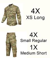 Lot of 4 US Army OCP Combat Uniforms ACU XS-LONG TOPS + SMALL-REGULAR Pants picture