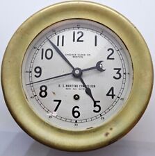 Antique 1942 CHELSEA WWII U.S. Military Nautical Brass Porthole Ship Clock picture