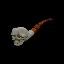 Ram Skull Block Meerschaum Pipe hand carved smoking tobacco w case  MD-223 picture