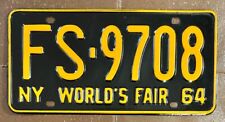 New York 1964 WORLD'S FAIR License Plate MINT - SUPERB QUALITY # FS-9708 picture