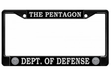 THE PENTAGON DEPARTMENT OF DEFENSE USA MADE BLACK LICENSE PLATE FRAME picture