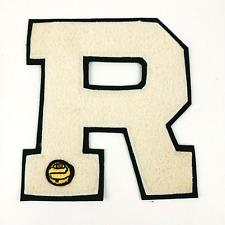 Vintage 1950s Chenille Letterman's White Basketball Letter R Patch picture