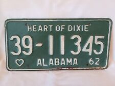 Vintage 1962 Alabama Heart Of Dixie 39 11345 License Plate 0224 picture