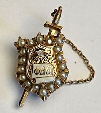 1925 Phi Delta Theta 10K Fraternity Pin, 3/4 inch high, Pearls picture
