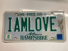 Vanity License Plate I AM LOVE New Hampshire . Live Free Or Die. Nice picture