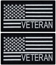 Veteran USA Flag Embroidered Patch |2PC Bundle HOOK BACKING  3.5