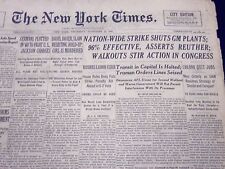 1945 NOVEMBER 22 NEW YORK TIMES - NATION-WIDE STRIKE SHUTS GM PLANS - NT 280 picture