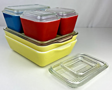 Vintage Pyrex Refrigerator Dishes Lids Primary Colors MCM Set 501, 502, 503 READ picture