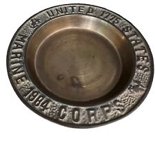 Vintage United States Marine Corps Ball 1984 Brass Colored Change Dish 4 1/4 in. picture