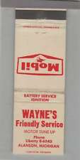 Matchbook Cover - Gas Station - Wayne's Friendly Service Mobil Station Alanson M picture