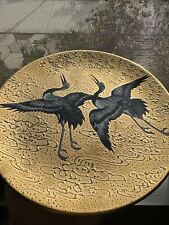 Rare Stunningly Beautiful Gold Plate With Cranes, Taiwan. picture