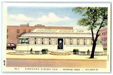Simpson's Dining Car Scene Main Street Houston Texas TX Vintage Postcard picture