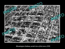 OLD LARGE HISTORIC PHOTO BLOOMINGTON INDIANA, AERIAL VIEW OF THE TOWN c1950 1 picture