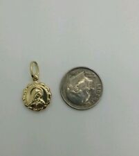 NEW 14K SMALL VIRGIN MARY SMALL PUFFY YELLOW GOLD MEDAL picture