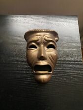 Vtg Solid Brass Comedy Tragedy Mask Drama Theater UNHAPPY Face Wall Art Decor picture