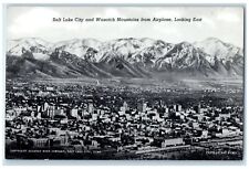 c1910 Salt Lake City & Wasatch Mountains Snowcapped From Airplane Utah Postcard picture