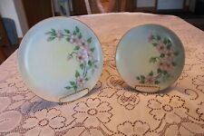 Bareuther Waldsassen Hand Painted Floral Signed Matching Set 2 Porcelain Plates picture