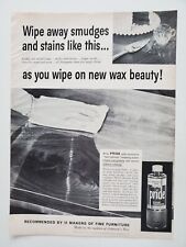 Johnson's Wax Pride Furniture Polish Cleans Wood Stains  1955 Vintage Print Ad picture