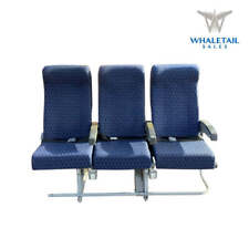 MD-80 Aircraft Row of 3 Seats Blue Cloth picture