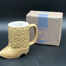Vintage Cowboy Boot Coffee Cup Mug Ceramarte Brazil Western Embossed Planter EUC picture