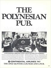 1971 CONTINENTAL Airlines BOEING 747 POLYNESIAN PUB LOUNGE ad airways advert picture