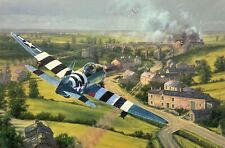 Bridge Busters by Anthony Saunders aviation art signed by D-Day P-47 Pilots picture
