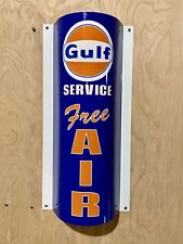 GULF Free Air SERVICE Curved Metal  Gasoline Gas sign Pump Oil Gasoline WOW picture