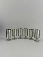 Vintage Singapore Pewter Shot Glasses MCM by National Pewter Co, set of 6 picture