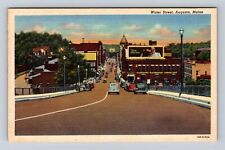 Augusta ME-Maine, Water Street, Vintage Cars, Vintage c1957 Souvenir Postcard picture