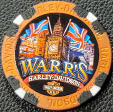 WARR'S HD ~ ENGLAND (Metallic Red Wide Print) Harley International Poker Chip picture