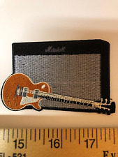 GIBSON LES PAUL GUITAR BURST WITH MARSHALL AMPLIFIER  Embroidered Patch  IRON ON picture