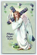 New York NY Postcard Easter Angel With Cross Flowers Tuck Embossed 1908 Antique picture