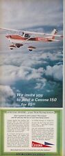 1966 Cessna Airplane Pilot Flying Lesson Aircraft Clouds Vintage Print Ad L8 picture