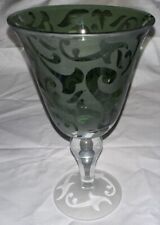 Michael Weems (Rare) Green Glass Wine Goblet “Elise” Bulbous Stem Signed 2002 picture