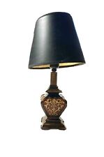 Small Designer Table Lamp Red Gold Patina Ming Asian Mini Carved Office Desk picture