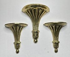 3 Vintage Decorative Crafts Inc Solid Brass Wall Sconces Shelves picture