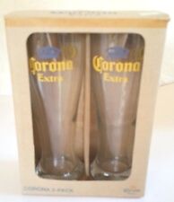 Collectible Set of 2 Corona Extra Glasses Clear with Gold Lettering Crown picture