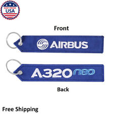 Airbus A320 Neo Jet Company Airline Pilot Flight Crew Blue Keychain Tag picture
