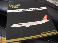 Very RARE GeminiJets Boeing 757-200 Northwest Airlines, 1:200, Retired, Perfect picture