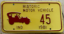 1981 INDIANA HISTORIC MOTOR VEHICLE LICENSE PLATE 