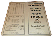 JUNE 1967 GREAT NORTHERN RAILWAY KLAMATH DIVISION EMPLOYEE TIMETABLE #20 picture