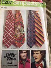 1970s Vintage Simplicity Sewing Pattern 5287 Uncut Men's Ties Fits All Retro picture