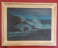 Signed R.Harth 1964 Ocean Breakers at Dusk  Hand Painted 23x29 Inches picture