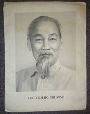 Ho Chi Minh - SILK POSTER - 1969 Chairman -  Vietnam War - VC PORTRAIT - Rare picture